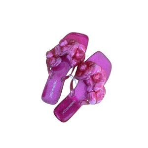 New Jeffrey Campbell Pink Floralee Thong Sandals